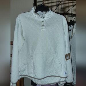 Eddie Bauer Off-White Quilted Cowl Neck Sweater